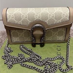 Gucci Beige GG super Mini Bag with Chain